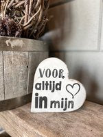 Teksthart Voor altijd in mijn hart wit