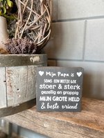 Tekstblok 15 cm mijn papa is antique grey